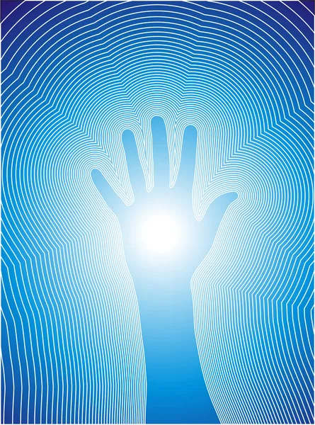 Healing hand with reiki lines — Stock Vector