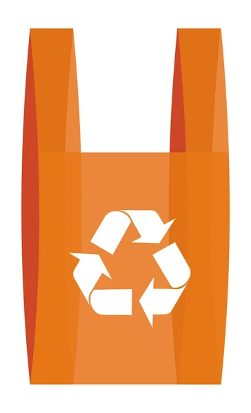 Recycling symbool in a red shopping bag — Stock Vector