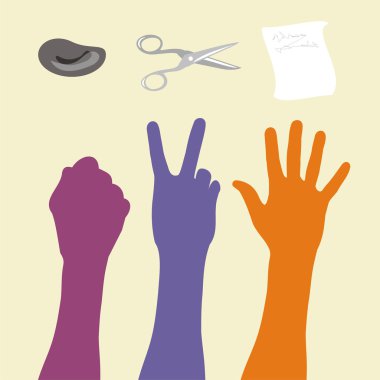 Rock paper scissors hand sign clipart