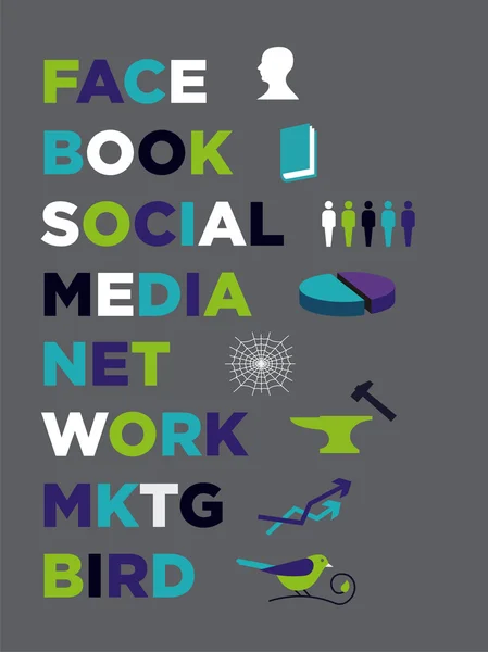 Gezicht boek sociale media marketing — Stockvector