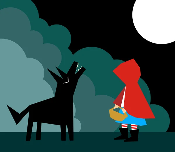 Little Red Riding Hood and the Wolf — Stock Vector