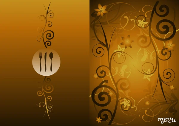 Design de couverture de menu vintage floral doré — Image vectorielle