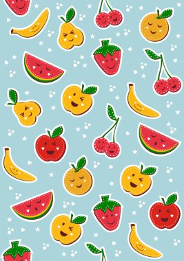 Happy fruits pattern clipart