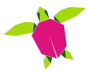 Multicolored origami turtle clipart