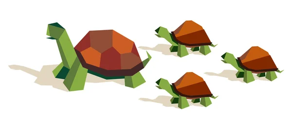 Origami tortoise family — Stock Vector