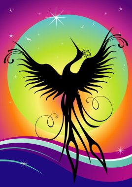 Phoenix bird silhouette re-birth clipart