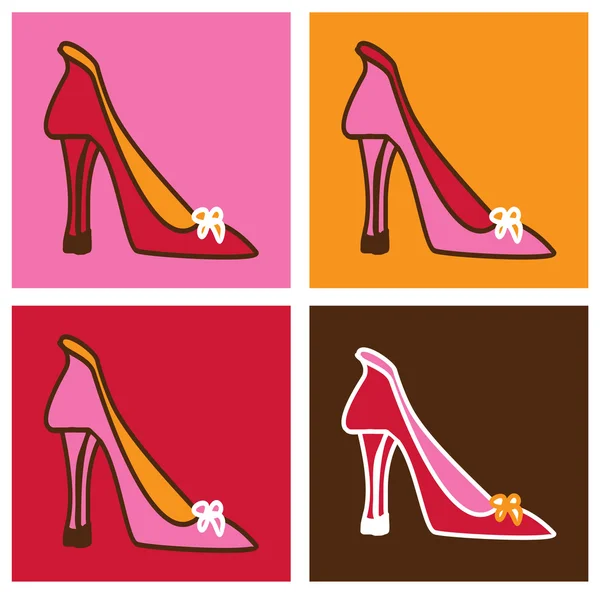 流行粉红色高跟鞋背景 — 图库矢量图片