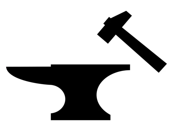 Силуэт наковальни и молотка — стоковый вектор