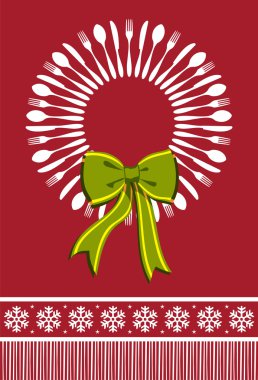 Cutlery wreath christmas background clipart