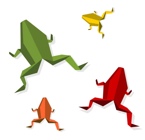 Gruppo di varie Origami rana — Vettoriale Stock