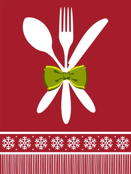 Mes, lepel en vork Kerstmis achtergrond — Stockvector