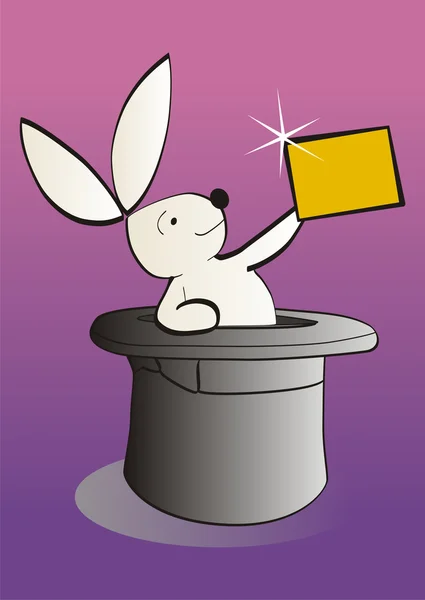 Волшебный белый кролик с пустым знаменем — стоковое фото