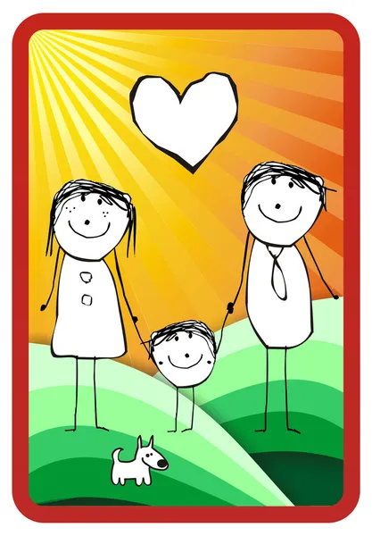 多彩的幸福家庭插图 — 图库照片
