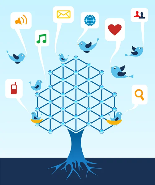 Κοινωνική media δίκτυο δέντρο — Διανυσματικό Αρχείο