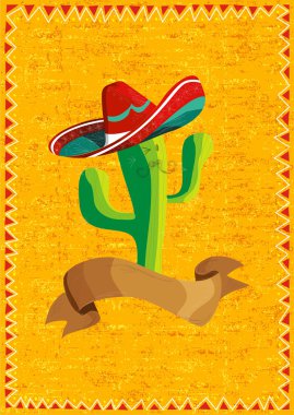 Mexican food cactus over grunge background clipart