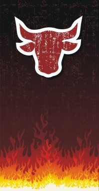 Bull silhouette with fire vector clipart