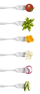 Forks and vegetables. clipart