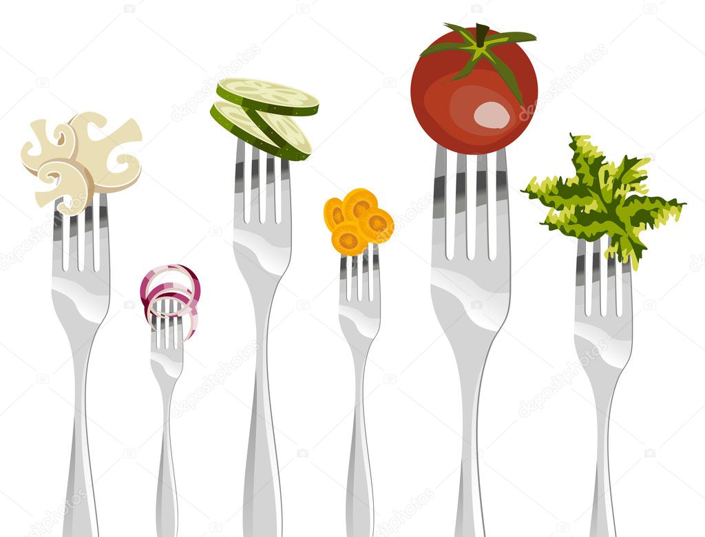 Forks and vegetables sequence.