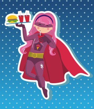 Superhero girl cartoon. clipart