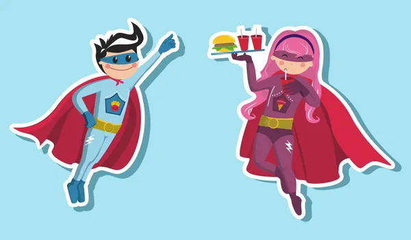 Superhero băieți ilustrație — Vector de stoc