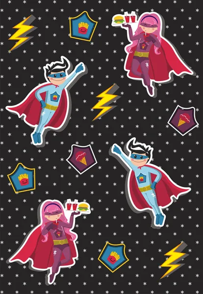 Cartoons superhero kids pattern — 图库矢量图片