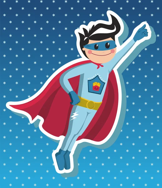 Super-herói menino desenhos animados . — Vetor de Stock