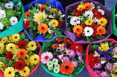 Colorful bouquets of flowers clipart