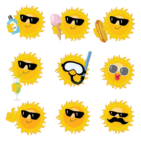 Iconos del sol feliz —  Fotos de Stock