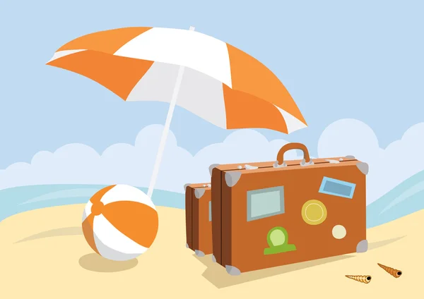 Resväskor på en strand — Stockfoto