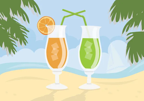 Cocktail freschi sulla spiaggia di sabbia idealista — Foto Stock