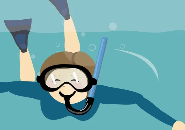 Fille avec masque de plongée en apnée profiter du monde sous-marin — Photo