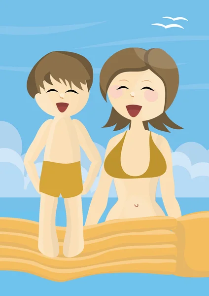Sorrindo mãe e filho em férias — Fotografia de Stock