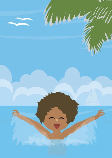 Szczęśliwe dziecko bawiące się w wodzie — Zdjęcie stockowe