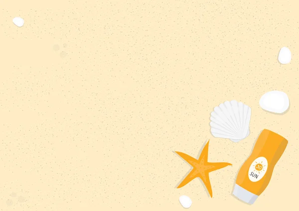 Yaz plaj güneş kremi ve deniz yıldızı — Stok fotoğraf