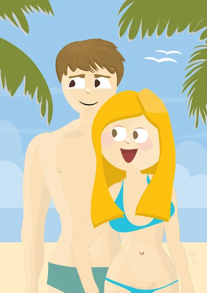 Boy and girl on a beach — Stock Photo, Image
