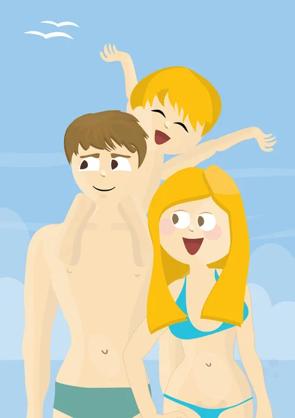 Happy familly on a beach — Stock Photo, Image