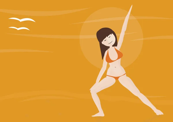 Najpiękniejszą kobietą praktykowania jogi na plaży — Zdjęcie stockowe