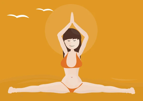 Najpiękniejszą kobietą praktykowania jogi na plaży — Zdjęcie stockowe