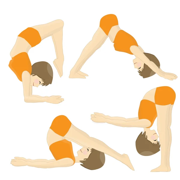 Conjunto de chicas beatas practicando posturas de yoga — Foto de Stock