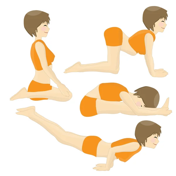 Set di bella ragazza che pratica posture yoga — Foto Stock