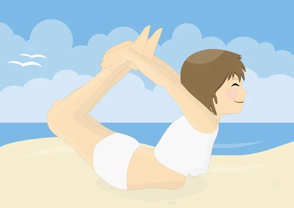 Schöne Frau praktiziert Yoga am Strand — Stockfoto
