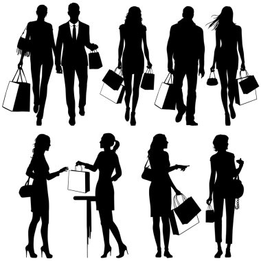 Several , shopping - vector silhouettes clipart