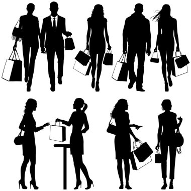 Several , shopping - vector silhouettes clipart