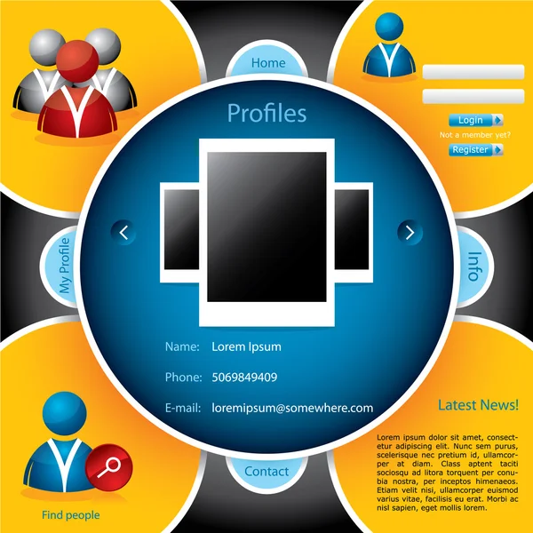 Modèle de site Web pour les réseaux sociaux — Image vectorielle