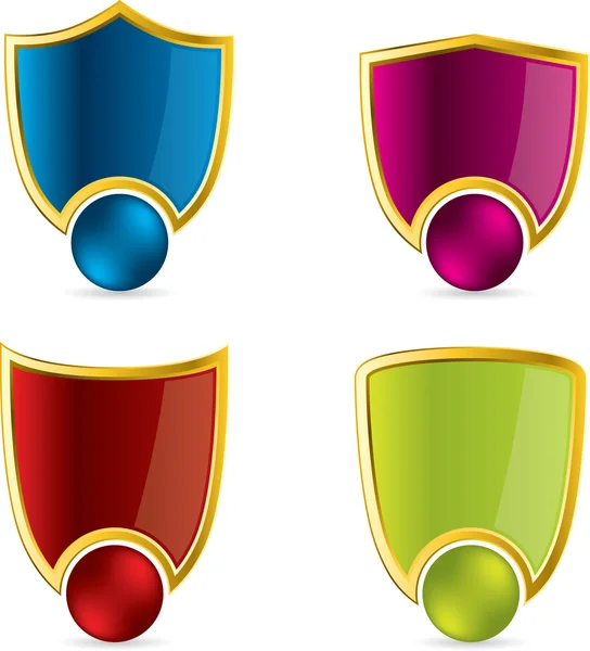 様々 な色の盾デザイン — ストックベクタ