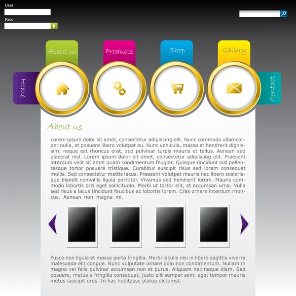 Diseño web con anillos etiquetados — Vector de stock