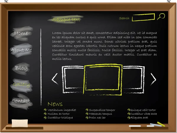 Webbplats mall design på blackboard — Stock vektor