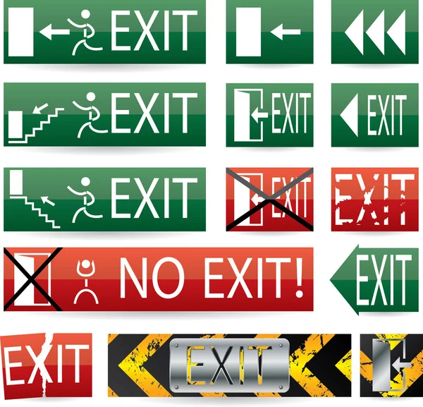 Various exit signs — Stock Vector