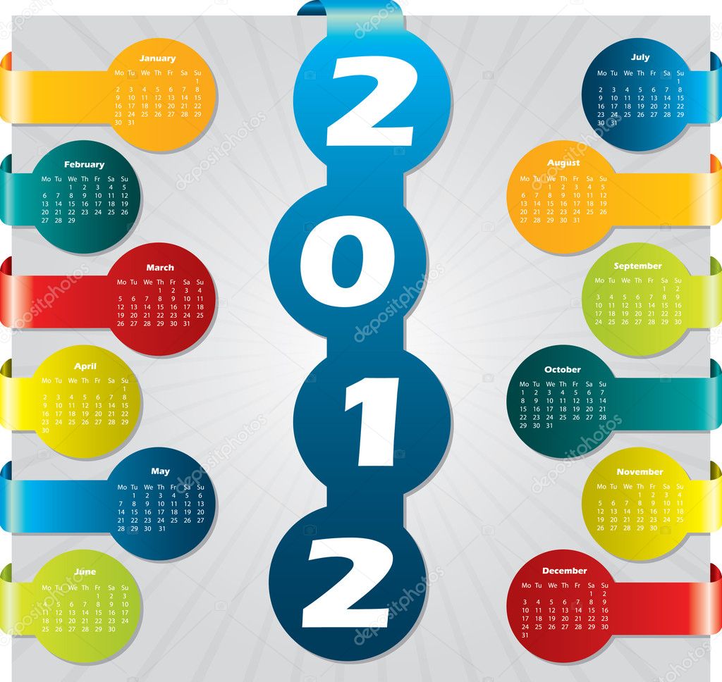 Bubble label calendar for 2012