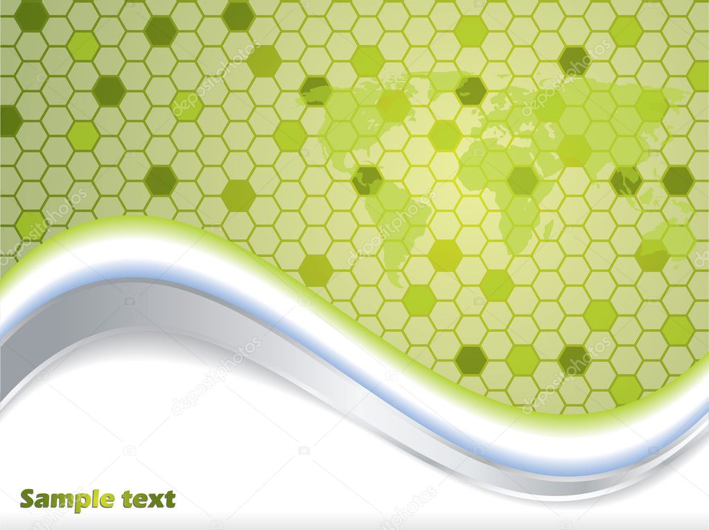 Waves and hexagons background design